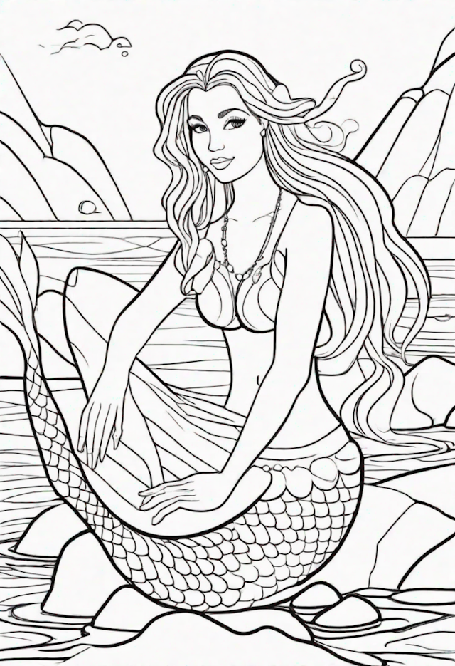 A coloring page of Mermaid