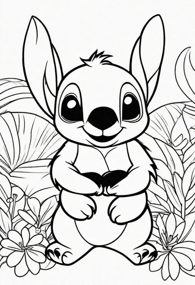A coloring page of Stitch