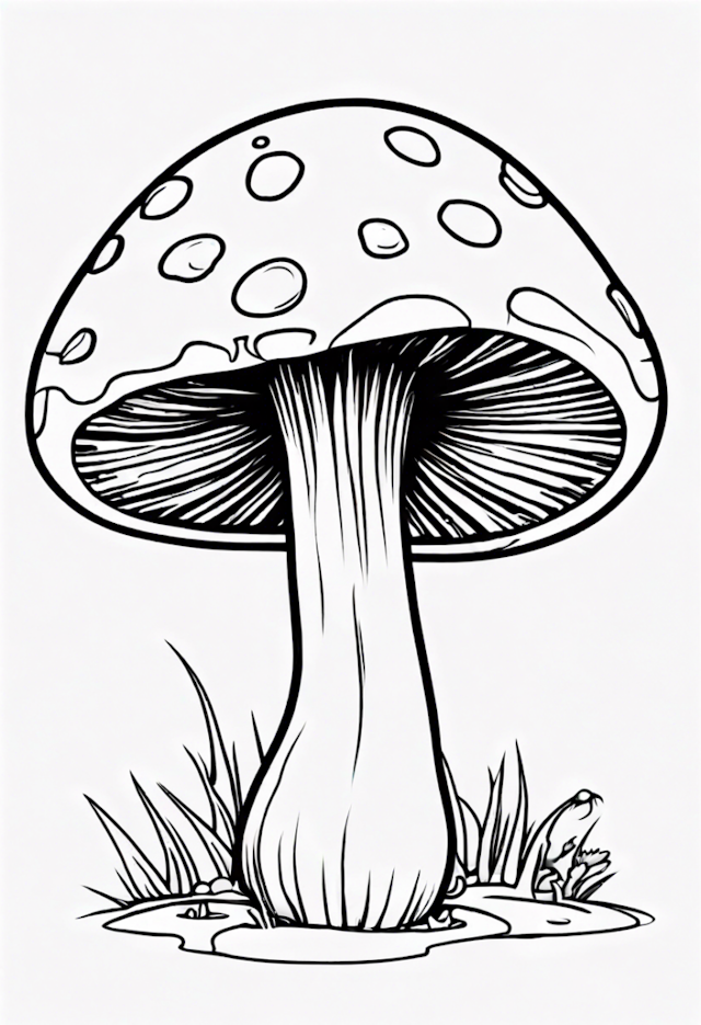 A coloring page of A Cartoon Mushroom Dancing