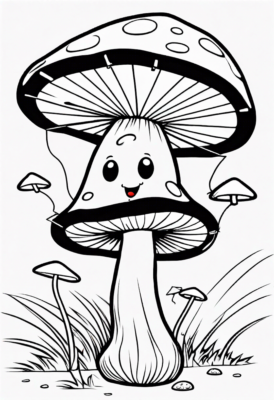 A Cartoon Mushroom Flying A Kite