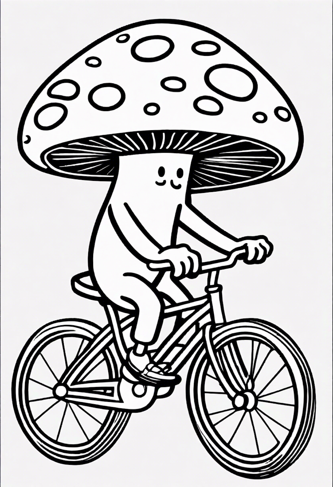 A Cartoon Mushroom Riding A Bicycle
