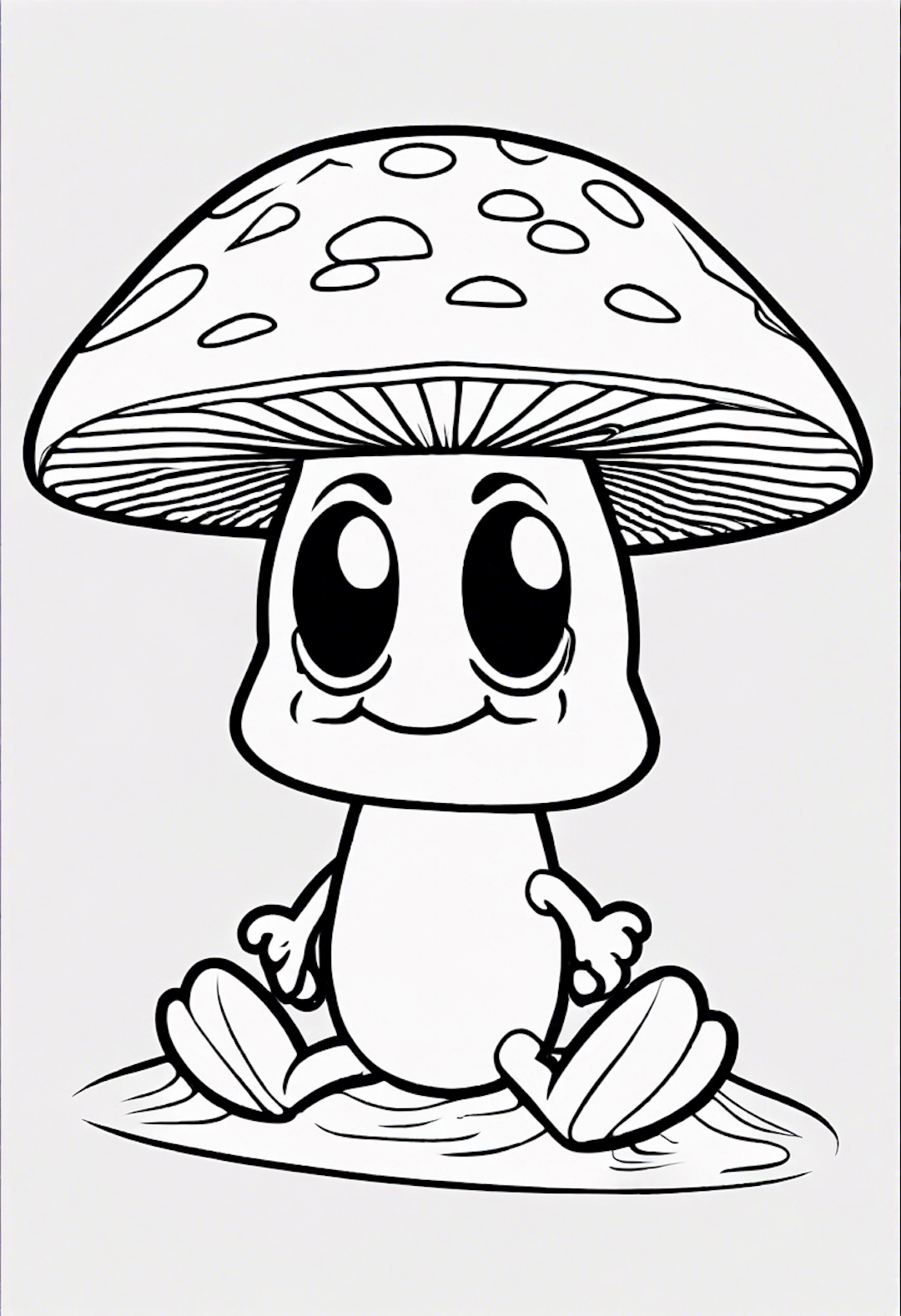 A Cartoon Mushroom Surfing