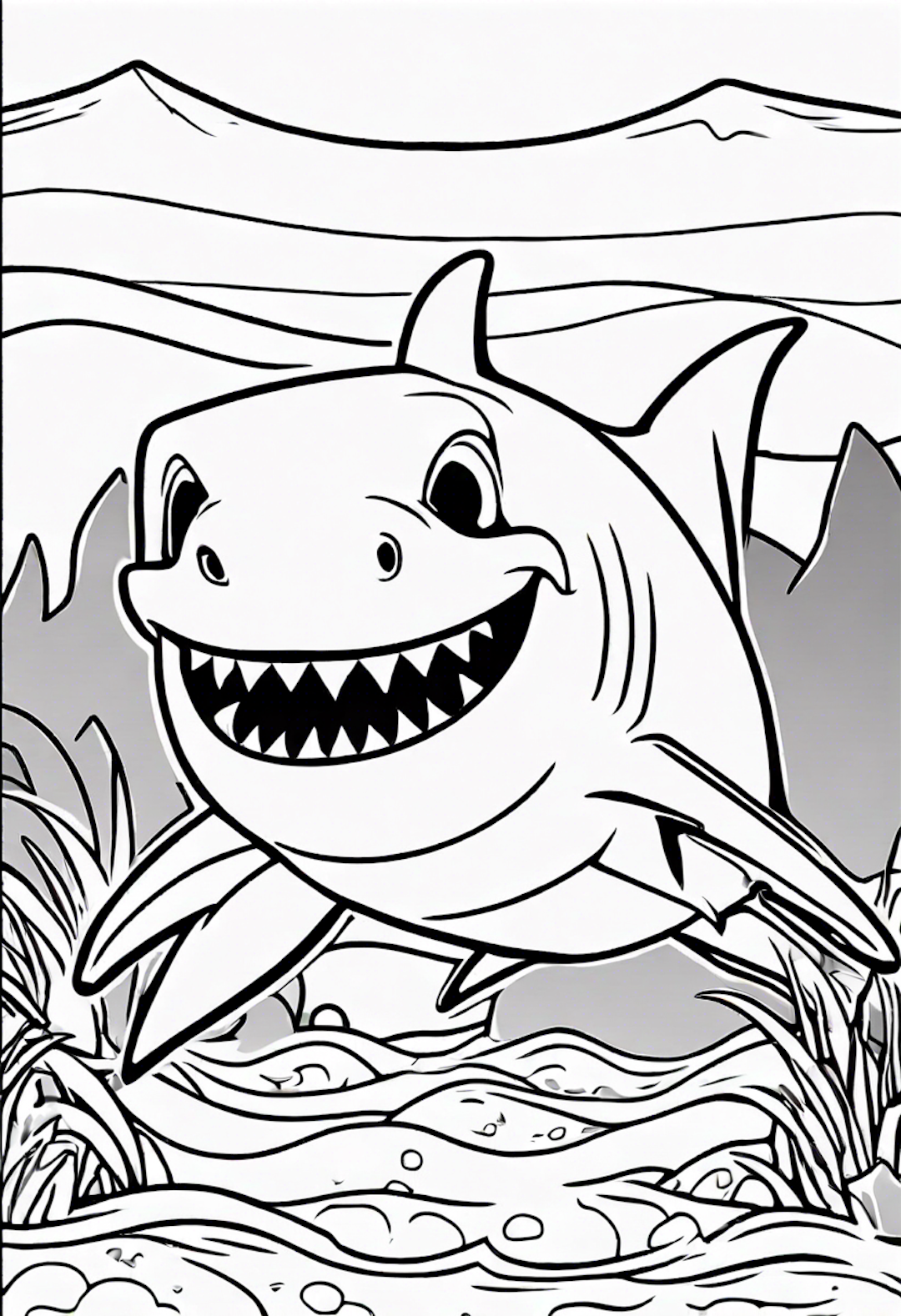 A Cartoon Shark Eating