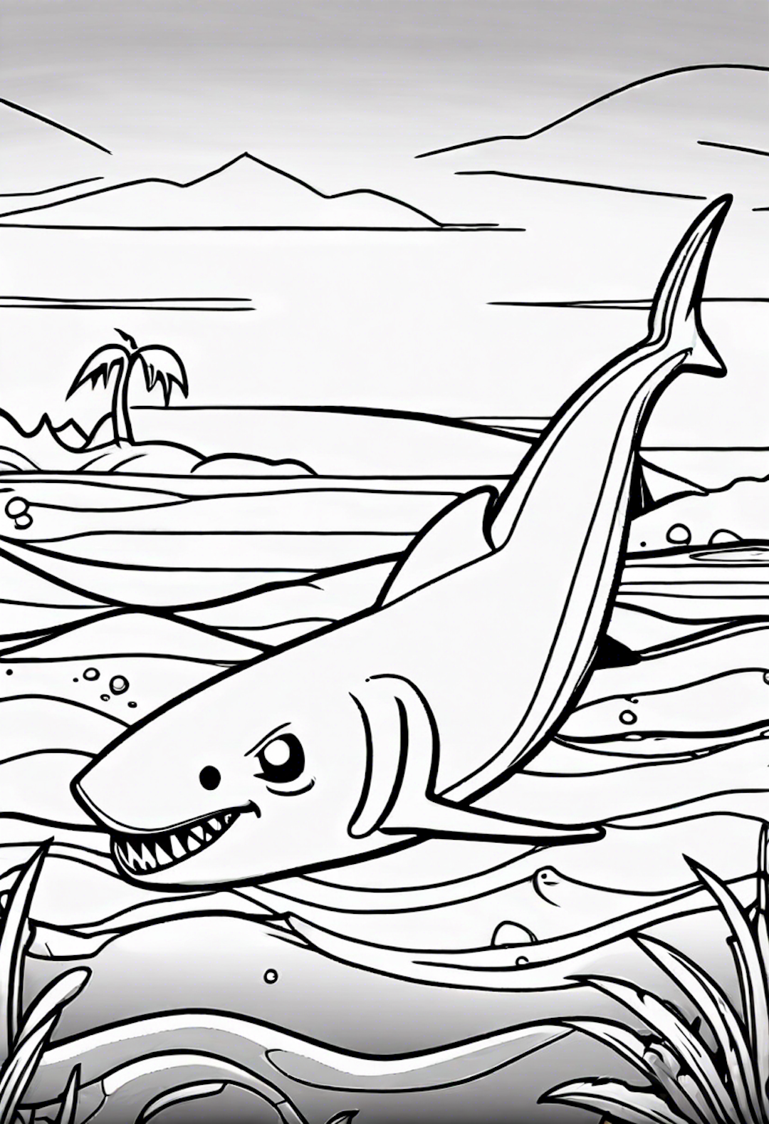A Cartoon Shark Fishing