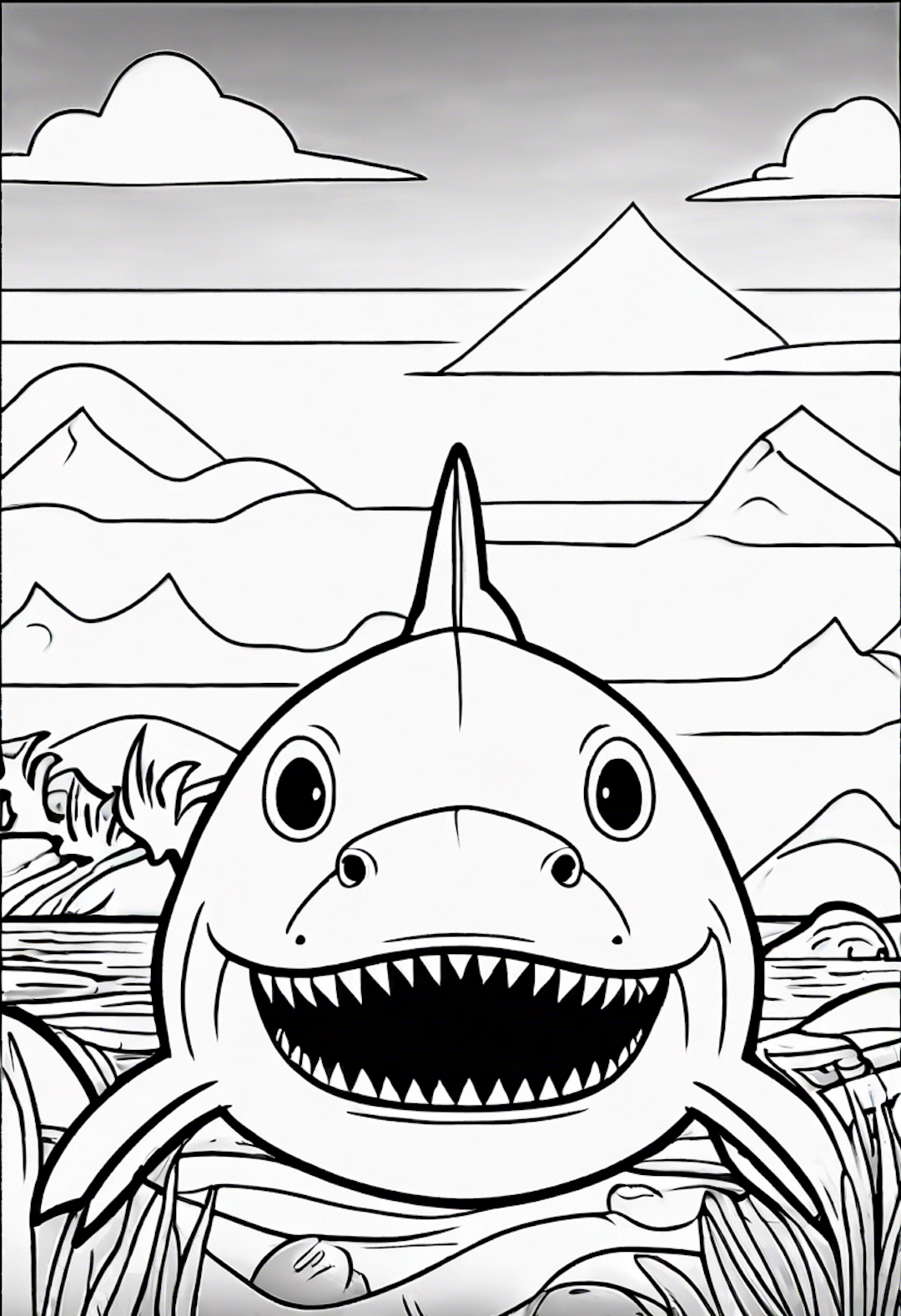 A Cartoon Shark Painting
