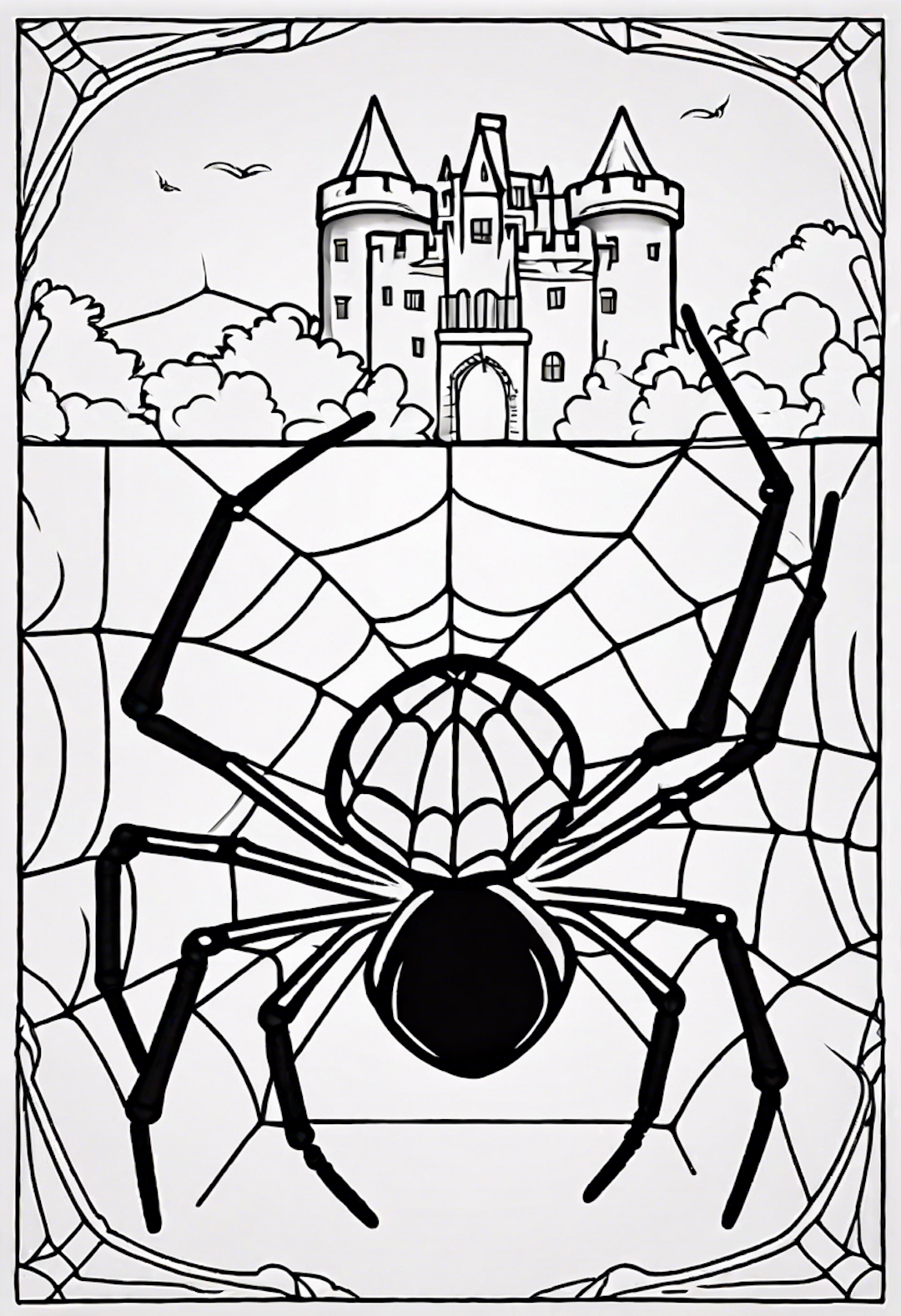 A Spider On A Web At A Castle