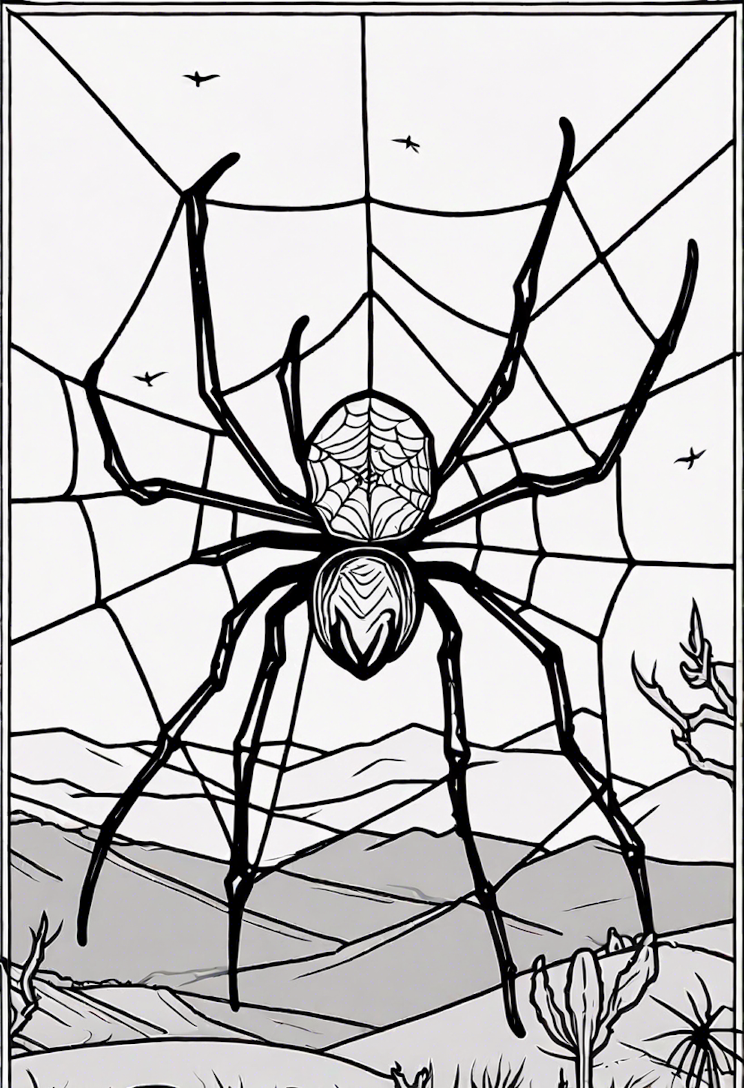 A Spider On A Web At A Desert