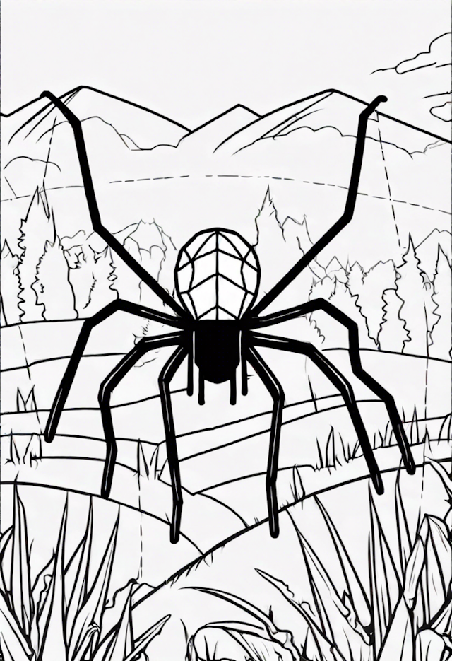 A coloring page of A Spider With A Angry Face