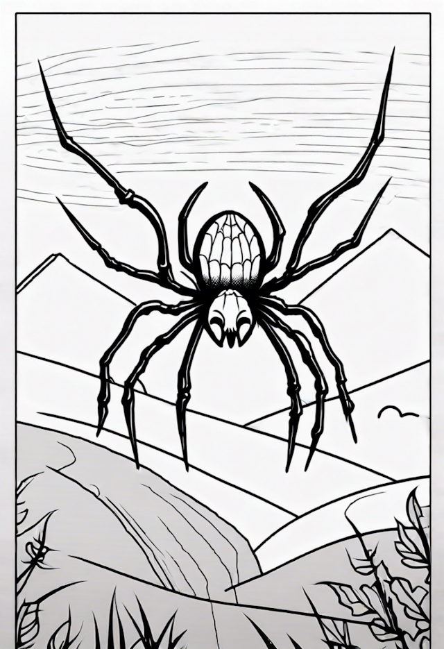 A coloring page of A Spider With A Confused Face
