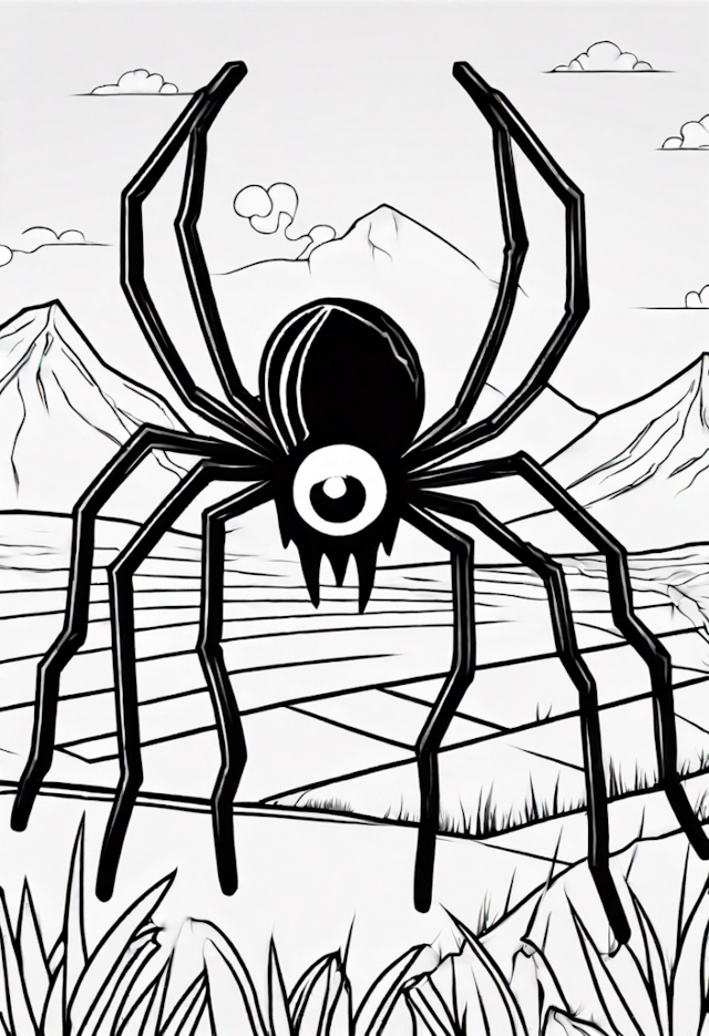 A coloring page of A Spider With A Sad Face