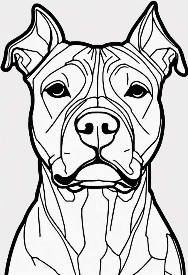 A coloring page of American Staffordshire Terrier