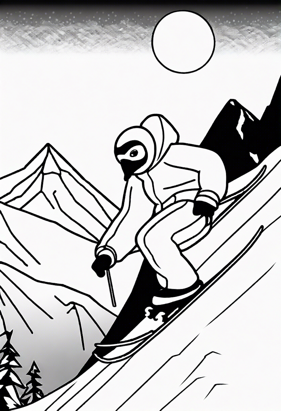 An Adventurous Star Skiing Down A Mountain With A Daring Penguin