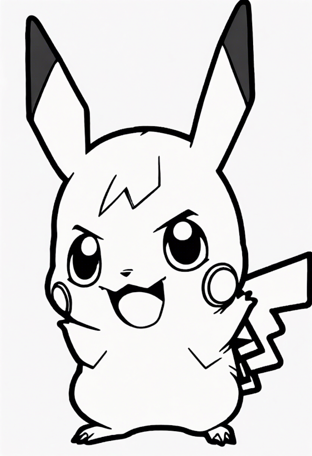 A coloring page of Anxious Pikachu