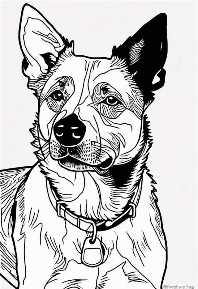 A coloring page of Australian Cattle Dog