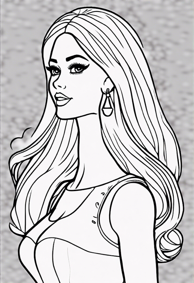 A coloring page of Barbie