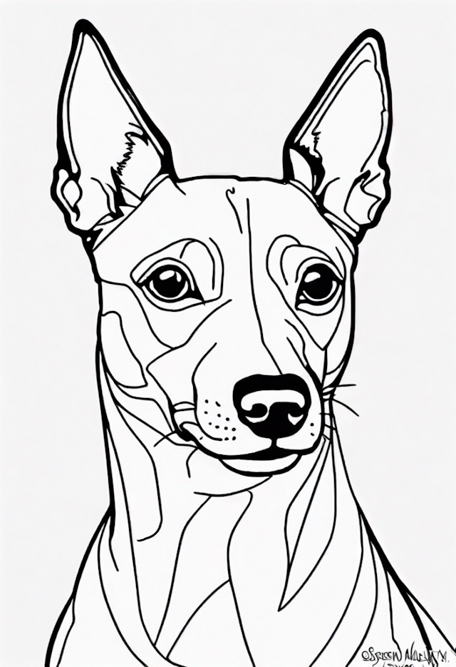 A coloring page of Basenji