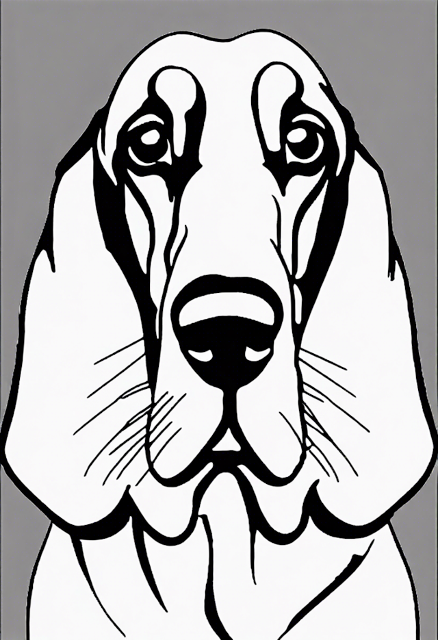 A coloring page of Basset Hound