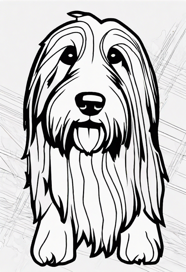 A coloring page of Bearded Collie