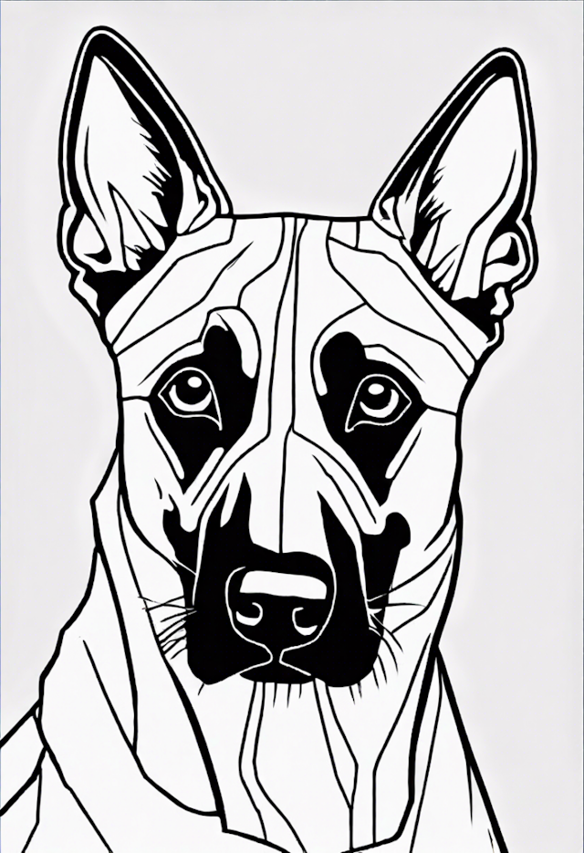 A coloring page of Belgian Malinois