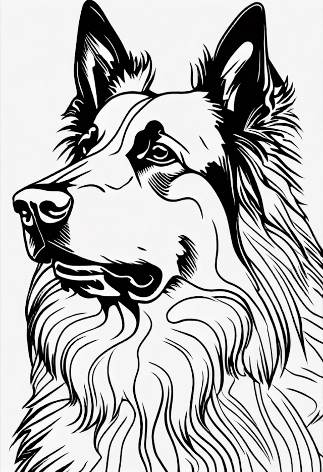 A coloring page of Belgian Sheepdog