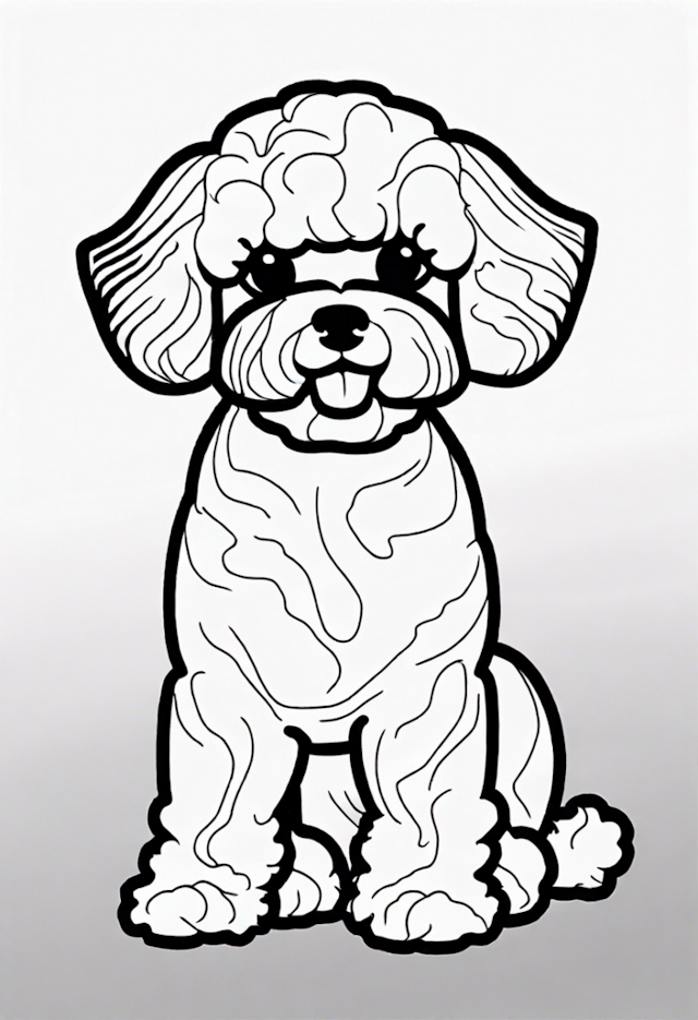 A coloring page of Bichon Frise