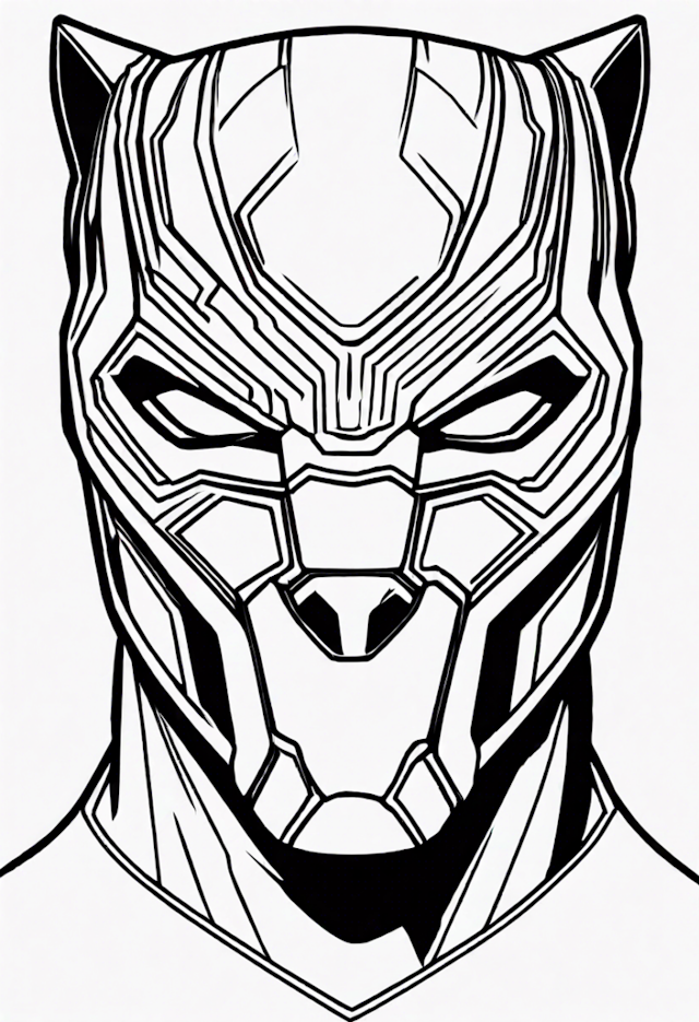 A coloring page of Black Panther The Avenger