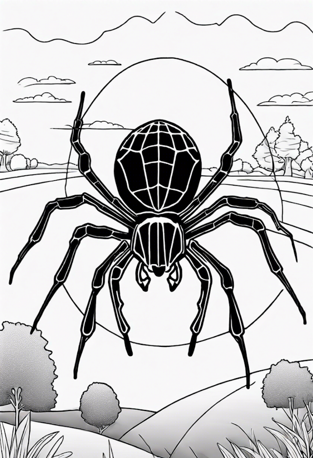 A coloring page of Black Widow Spider