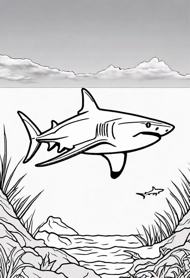 A coloring page of Blacktip Shark