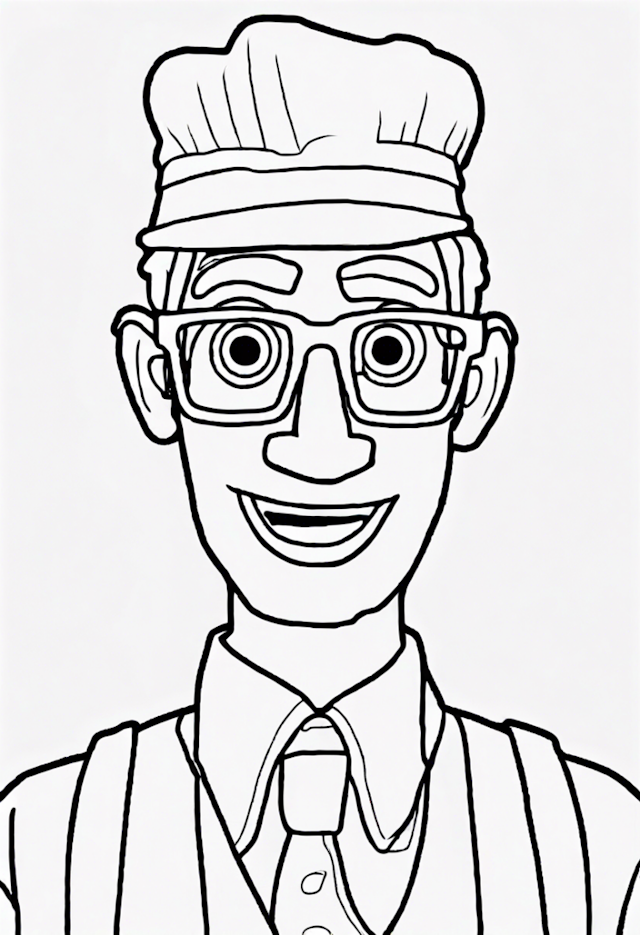 A coloring page of Blippi