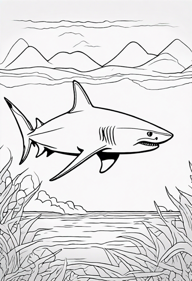 A coloring page of Blue Shark