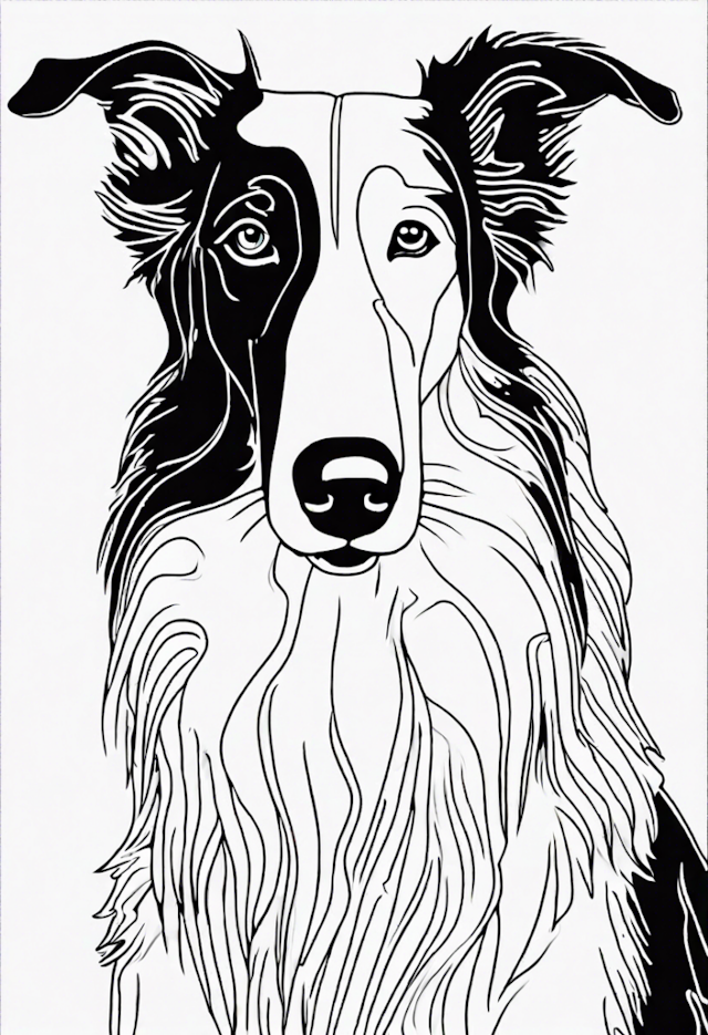 A coloring page of Borzoi
