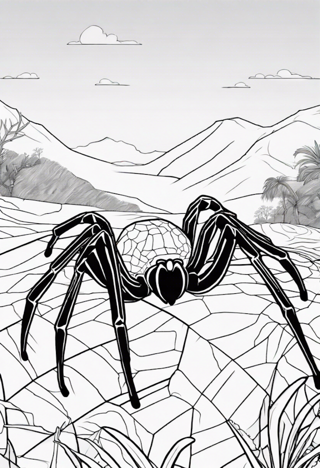A coloring page of Brazilian Wandering Spider