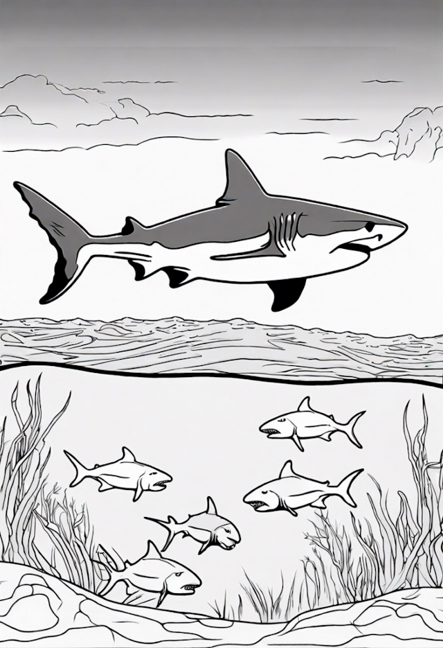 A coloring page of Bull Shark