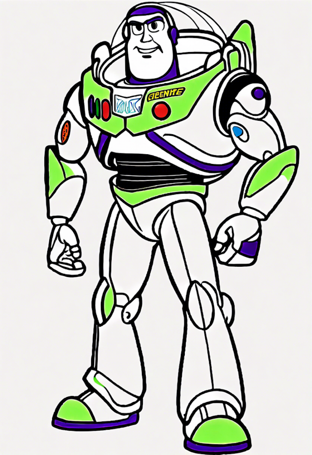 A coloring page of Buzz Lightyear At The Arcade