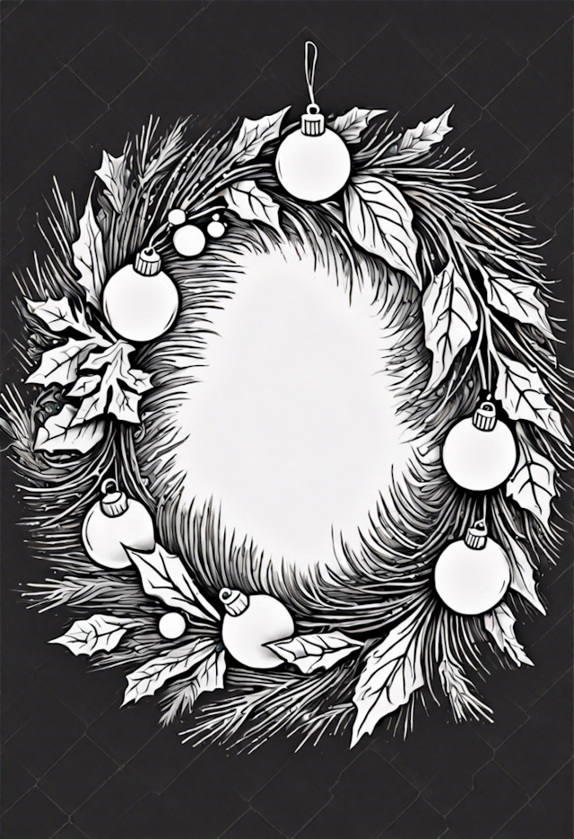 A coloring page of Christmas Wreath