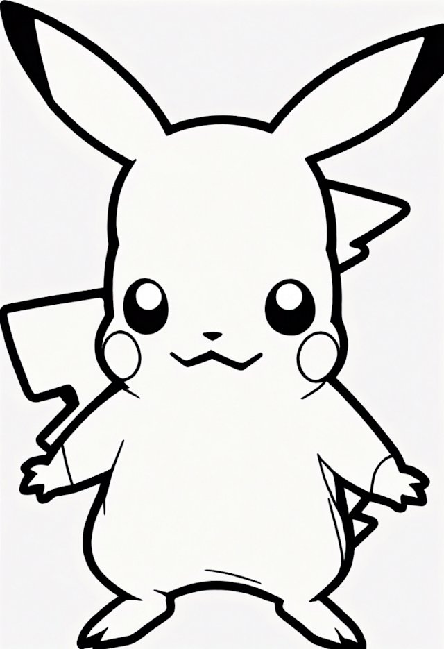 A coloring page of Curious Pikachu
