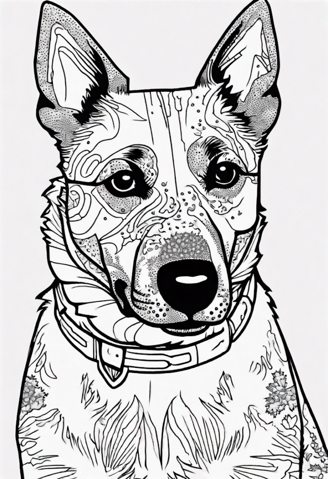 A coloring page of Detailed Australian Cattle Dog
