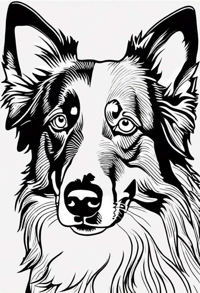 A coloring page of Detailed Australian Shepherd