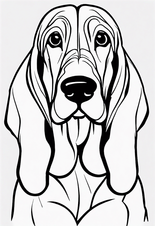 A coloring page of Detailed Basset Hound