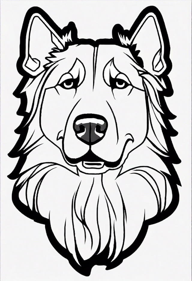 A coloring page of Detailed Belgian Sheepdog