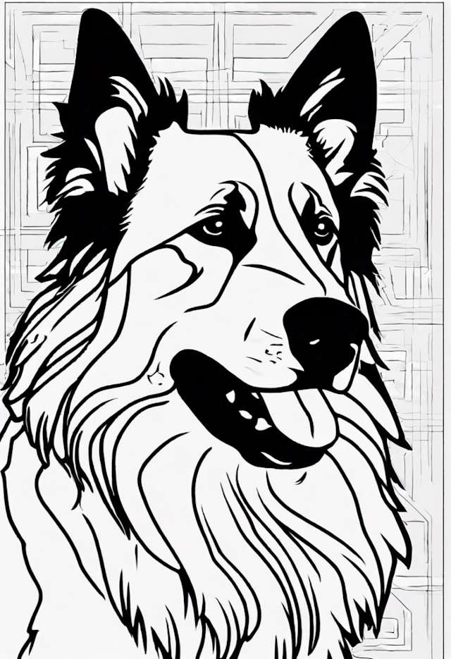 A coloring page of Detailed Belgian Tervuren