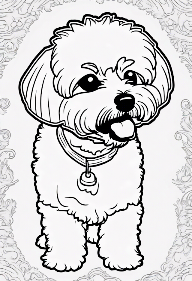 A coloring page of Detailed Bichon Frise