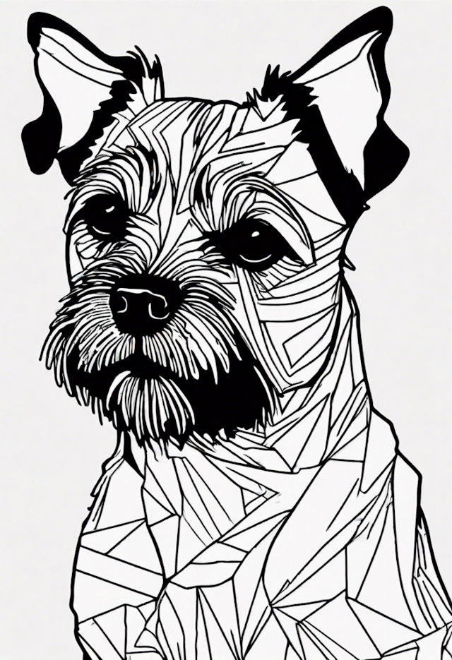 A coloring page of Detailed Border Terrier
