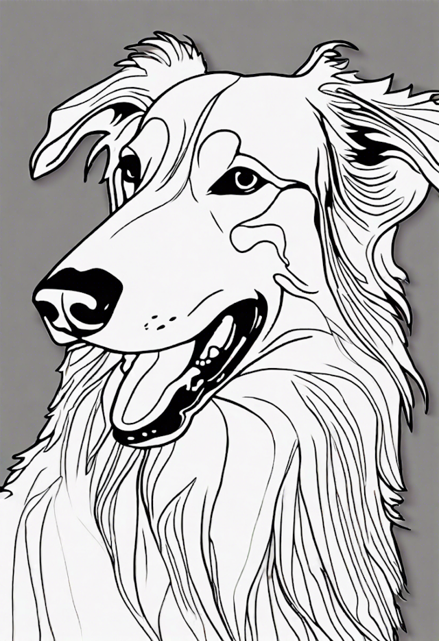 A coloring page of Detailed Borzoi