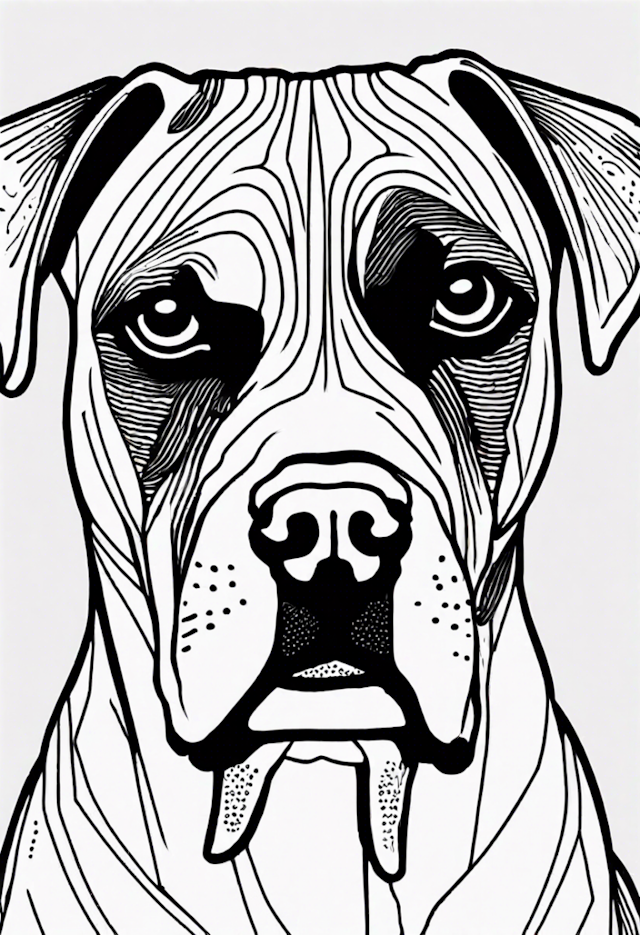 A coloring page of Detailed Boxer