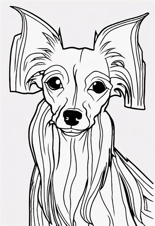 A coloring page of Detailed Chinese Crested