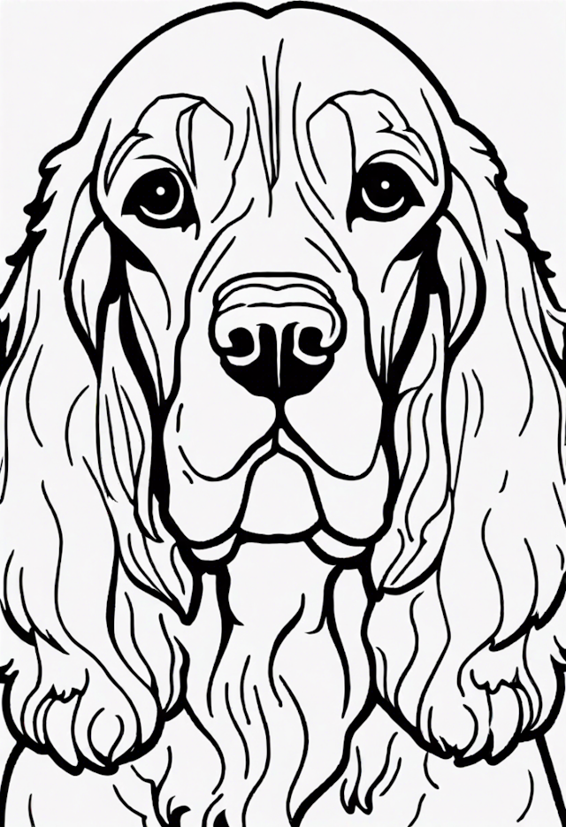A coloring page of Detailed Cocker Spaniel