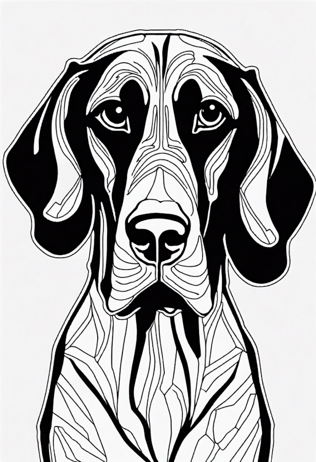 A coloring page of Detailed Coonhound