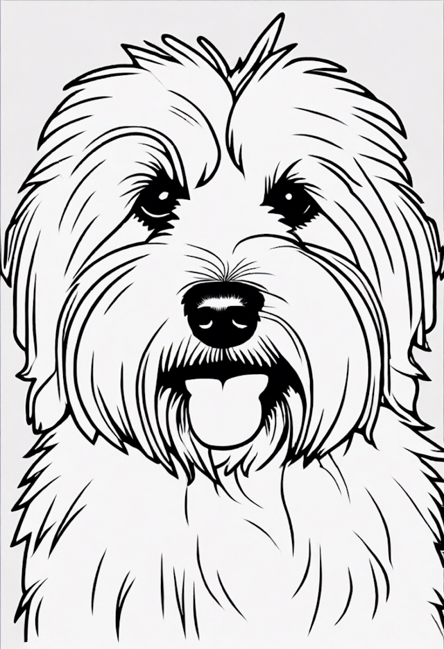 A coloring page of Detailed Coton De Tulear