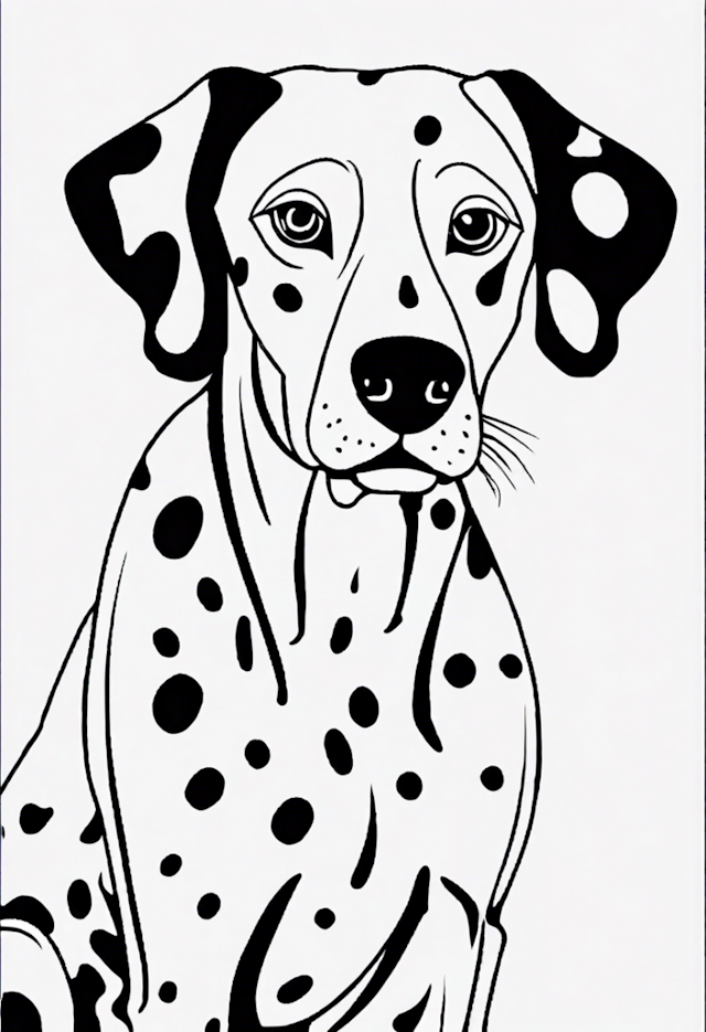 A coloring page of Detailed Dalmatian